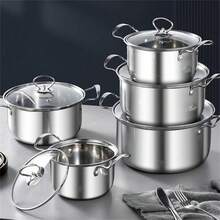 5PCS Induction Non Stick Stainless Steel Cookware Cooking Pot Pan With Lids Set - View 9