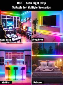 1PC Neon Flexible RGB LED Neon Light Strip With Remote Control- Color-Changing Neon For Bedrooms, Sofas, Game Settings And Home Theater Decor Perfect For Holiday Decorations - Colored Light - View 5