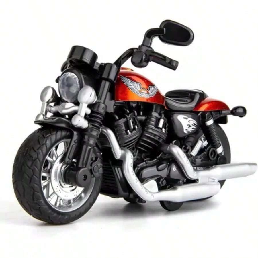 Miniature Diecast Motorcycle Toy For Children And Collectors With Sound, Light, And Friction - Fogo Laranja - View 1