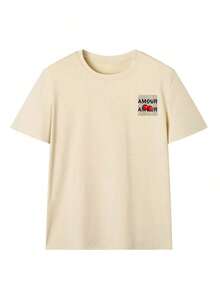 Camiseta de mujer vintage con estampado de cerezas rojas, tela transpirable y cómoda con estampado de eslogan positivo, ajuste holgado estilo universitario estadounidense retro, adecuada para uso diario, estilo callejero, día de autocuidado o regalo casual de Acción de Gracias en verano - solo 2 - Ver 3