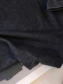 Camiseta suelta lavada con estampado minimalista de metal negro con estrella y luna, adecuada para salidas, escuela, hogar y regalos a amigos - Multicolor - Ver 5
