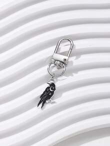 1 pieza Llavero de metal con cuervo estilo gótico, cielo estrellado y gota de aceite, regalo único para amigos, accesorio DIY para bolso, colgante de coche - Multicolor - Ver 5