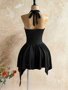 MEXSoleia Nuevo vestido mini con cuello en V profundo, cintura con lazo, cuentas de madera y bajo asimétrico, adecuado para fiesta, cita, discoteca, estilo bohemio, vacaciones, ropa de mujer de otoño, vintage, días festivosMEX 0DZY - Blanco - Ver 8