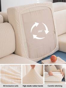 1 tấm bọc ghế sofa co giãn màu kem, bộ sản phẩm đa năng, bọc ghế sofa đa năng dùng được cả bốn mùa, chống trầy xước do mèo, phù hợp để bảo vệ ghế sofa phòng khách hình chữ L và ghế sofa 1, 2, 3, 4 chỗ ngồi. - Sọc - Màu be - Xem 9