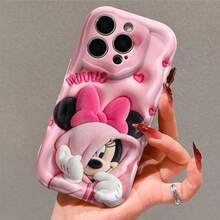 Disney Minnie Mouse Phone Case, Official Disney Minnie Mouse Character Design, Cozy Minnie In Pink Hoodie With Hearts Protective Cover. Compatible With IPhone 17, 16, 15, 14, 13, 12, 11 Pro Series, Featuring Minnie In A Plush Hoodie On A Bubblegum Pink Background, Perfect For Disney Fans And Minnie Lovers To Showcase Their Favorite Character, Ideal For Birthdays, Holidays, Anniversaries, Graduation Gifts, Or Any Special Occasion To Surprise Family, Friends, Classmates, And Loved Ones. - trắng - Xem 4