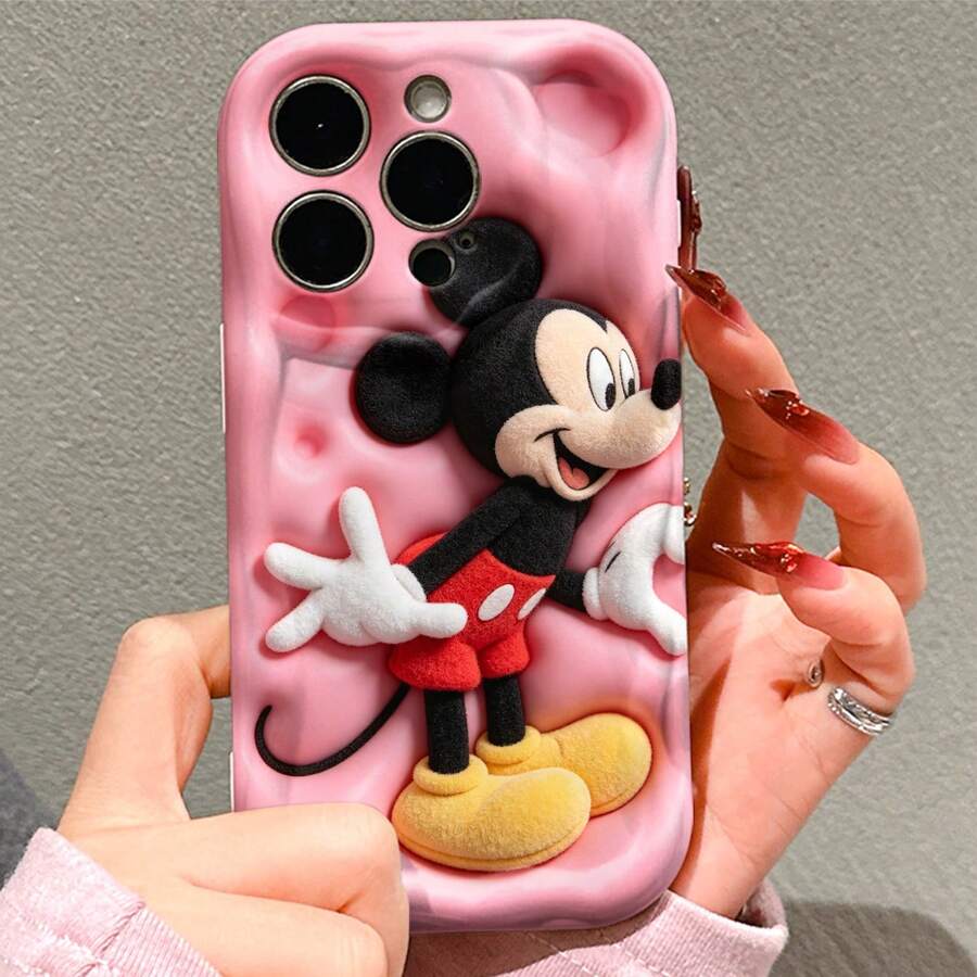 Disney Mickey Mouse Phone Case, Official Disney Mickey Mouse Character Design, Classic Plush Mickey Protective Cover. Compatible With IPhone 17, 16, 15, 14, 13, 12, 11 Pro Series, Featuring Mickey In His Iconic Red Shorts And Yellow Shoes Against A Pink Embossed Background, Perfect For Disney Fans And Mickey Lovers To Showcase Their Favorite Character, Ideal For Birthdays, Holidays, Anniversaries, Graduation Gifts, Or Any Special Occasion To Surprise Family, Friends, Classmates, And Loved Ones. - trắng - Xem 1