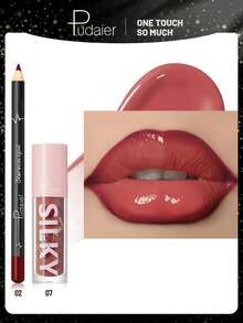 Pudaier 2-In-1 Lip Set: Moisturizing Lip Liner Pencil And Lip Gloss | Waterproof And Smudge-Proof, Defines Lip Shape, Universal Shades | Ideal Valentine's Day Gift - 02+07 - 查看 8