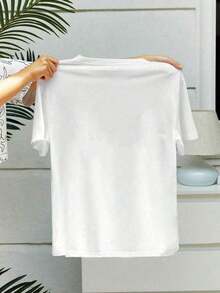1 Piece Of Women's Pure Cotton Round Neck T-Shirt; Lemonade Design Print; Printing Technology/Casual Women's T-Shirt/ Short Sleeve T-Shirt With Jesus And Christianity Print: Life Gives Me Some Lemons, But My Jesus Makes Me Feel Comfortable, 180g 100% Cotton. - 白色 - 查看 4