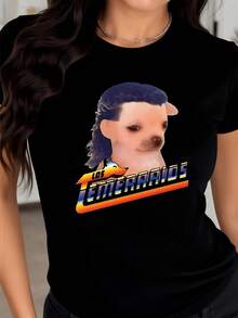 Colorful Figure With Bright Lettering And Artistic Face That Reflects Nostalgic Energy And Passion For Urban Music With Retro Touches. Comfortable Modern Women's T-Shirt Perfect For Everyday Wear And Casual Events. - 黑色 - 查看 1