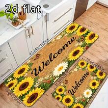 1pc/2pcs/3pcs Stylish Floor Mat With Sunflower And Butterfly Prints. It Is Sturdy, Stain Resistant And Machine Washable. Perfect Indoor Decor For Multiple Rooms, Pet Spaces As Well As Spring, Summer And Festival Scenes - Multicolor - View 11