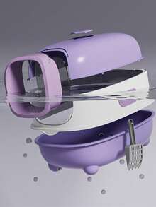 Cat Litter Box With Lid And Scoop, Odor Control, Splash-Proof, Easy To Clean, Suitable For Indoor Cats - one-size - View 4