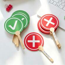 Funny Approval/Disapproval Voting Cards, Judges Holding Up Circle Or Cross Signs To Rate, Score, Evaluate, Pass Or Fail - Multicolor - View 5