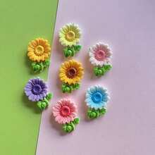 30pcs Colorful Sunflower Handmade DIY Hair Clips, Cream Resin Accessories, Elegant Decorative Pieces - Multicolor - View 1
