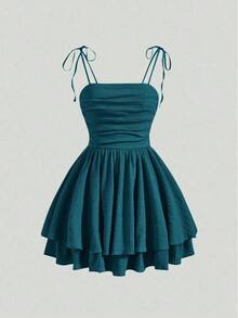 Vestido Con Tirantes Finos Y Estampado Floral Para Mujer - Verde - Ver 1