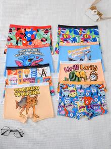 Set de 8 calzoncillos tipo bóxer con estampado minimalista de grafiti y animal para niños preadolescentes - Multicolor - Ver 1