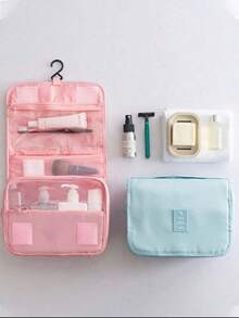 1 Multifunctional Travel Cosmetic Bag, Large Capacity Cosmetic Bag, Double-Layer Waterproof Storage Bag, PU Leather Cosmetic Bag, Portable Toiletry Bag, Travel Essential, Travel Accessories, Cruise Essential, Bathroom Storage Essential - Pink - View 6