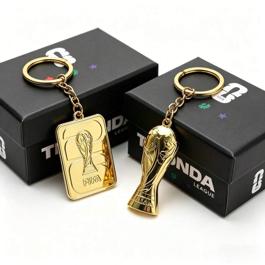 2pcs 2026 USA, Mexico, Canada World Cup Party Keychain Hercules Trophy Theme Keychain Pendant. This Keychain Is A Must-Have For FIFA Fans, Perfect For Back-To-School Gifts - Multicolor - View 1