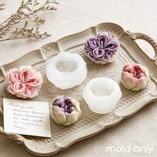 Small Double-Petal Peony Silicone Mold, 3D Realistic Flower Shape With Rich Details, Soft And Durable Mold Resistant To Deformation, Multi-Purpose, Suitable For Making Candles, Soaps, Plaster, Resin Crafts - One Size - View 3
