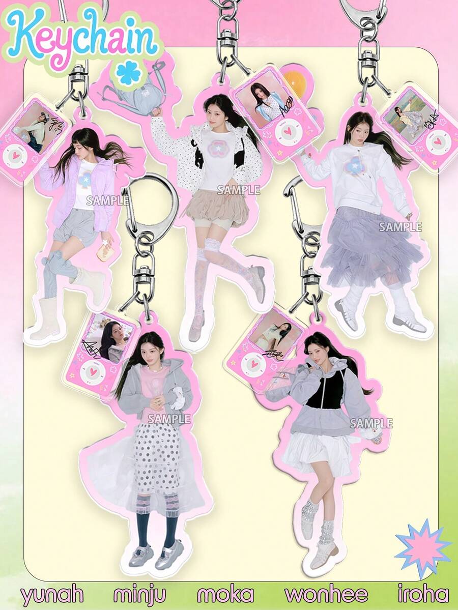 Llaveros ILL-IT, Wonhee, Moka, Minju, Iroha, Yunah, Productos de merchandising de fans, Llavero ILL-IT, Decoración de escritorio, Coleccionables, Decoración de sala de estar, Colgante de bolso, Decoración colgante de coche, Adorno de escritorio, Regalo de cumpleaños, Recuerdos de fiesta - 1PC - Ver 1