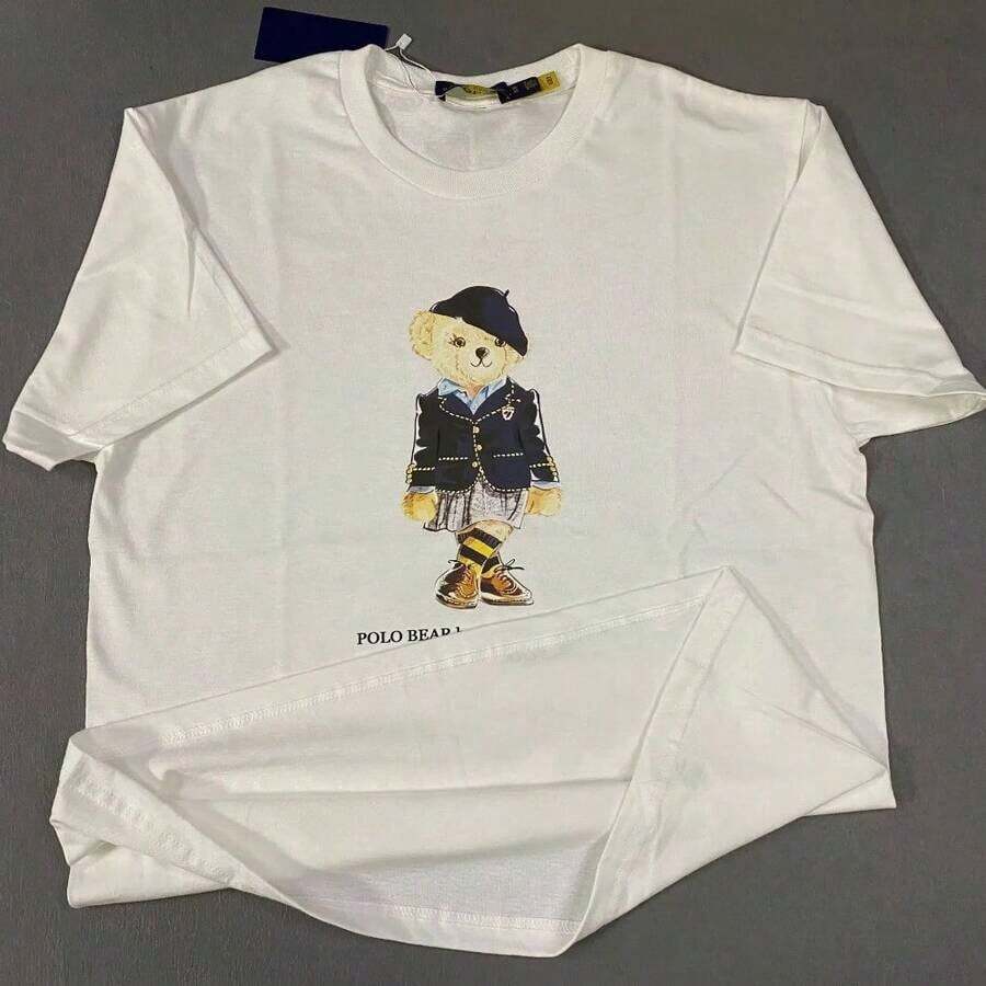 1 pieza Nueva Boina Negra RL de Algodón Puro, Camiseta Casual de Moda para Hombre y Mujer, Impresión Personalizada, Ropa Versátil para Hombre y Mujer, 210g 100% Algodón, los diseños están impresos. Unisexo. - Blanco - Ver 1