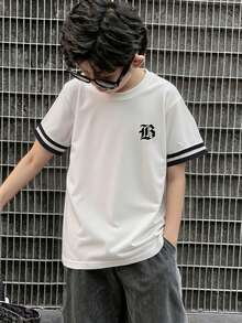 1pc Tween Boys Summer Casual Comfortable Relaxed Fit Round Neck T-Shirt, Versatile For Daily Wear - White - View 8