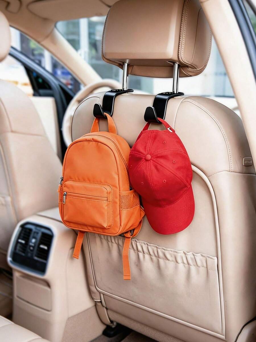 4件組汽車頭枕掛鉤,適合掛包包、雜貨、手提包、帽子,附夾子汽車配件 - A - 查看 1