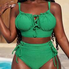 Slayr 2pcs/Set Green Sexy Women's Swimwear For Summer Beach Vacation - Naranja - Ver 2