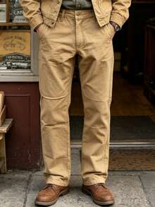 Modern And Stylish Minimalist Slim-Fit Casual Trousers In Solid Colors For Men. - Màu Khaki - Xem 4