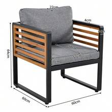 Garden Lounge Set, Garden Furniture Set With Galvanized Iron Frame (Large Set, 8-Piece Dining Table, 2 Two-Seater Sofas, 4 Individual Chairs, 2 Tables), Grey, Decorative Wooden Armrests. - Grey - View 6