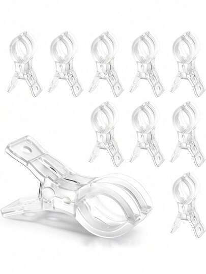 10 piezas Clips grandes de plástico transparente para arco de globos, clips resistentes adecuados para kits de arco de globos, decoración de cumpleaños, manualidades, estudio de fotografía, suministros de manualidades (transparente)