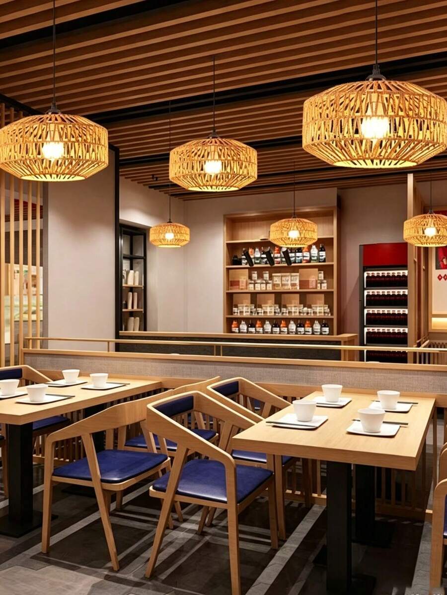 1 chao đèn treo bằng mây kiểu Bohemian, chao đèn tròn đan tay bằng dây thừng, đèn trần trang trí phòng ăn/phòng khách/nhà cho thuê theo phong cách mộc mạc, chao đèn chủ đề tiệc tùng - Hình bán nguyệt - Xem 1