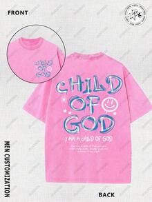 Camiseta vintage lavada, con diseño de graffiti de "Cara de Hijo de Dios", temática cristiana, el material representa la fe en Dios, corte holgado, tela suave - Camiseta unisex de algodón, manga corta, cuello redondo, estilo vintage urbano. - Negro - Ver 7
