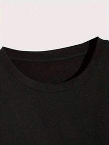 Camiseta de mujer con estampado de caballo de dibujos animados y cuello redondo, camisetas gráficas de mujer FZI4 - Negro - Ver 3