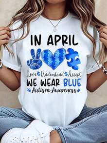 En abril nos vistemos de azul para promover la conciencia sobre el autismo, el amor, la comprensión y la aceptación. - Blanco - Ver 1