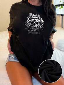Camiseta de mujer, nueva colección verano 2026, casual, unisex, manga cortaCalavera con cuernos simboliza la fuerza interior y la libertad del espíritu femenino representando valentía y misterio camisetas de mujer 100% algodón cómodas para uso diario y estilo urbano modernoTela cómoda, corte holgado, suave y transpirable - Negro - Ver 10