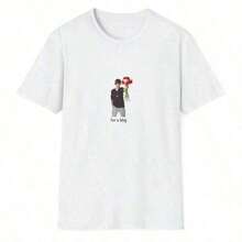 Women's Summer Outfits, White T-Shirt With Print Of Wearing A Hat And Snow Boots, JB T-Shirts, Women's Summer Outfits, Summer Tops - 白色 5 - 查看 1