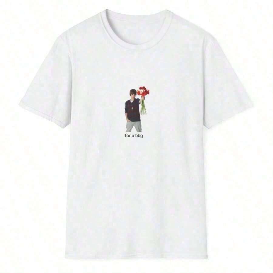 Women's Summer Outfits, White T-Shirt With Print Of Wearing A Hat And Snow Boots, JB T-Shirts, Women's Summer Outfits, Summer Tops - 白色 5 - 查看 1