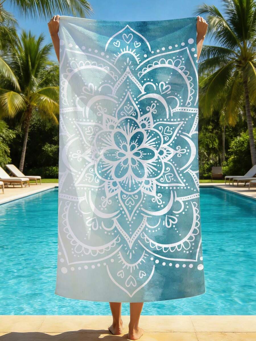 1 buah Handuk Pantai Mikrofiber Ultra Lembut dengan Motif Mandala, Dekorasi Rumah, Cocok untuk Pantai, Kolam Renang, Berkemah, dan Perjalanan, Sangat Nyaman - MultiWarna - View 1