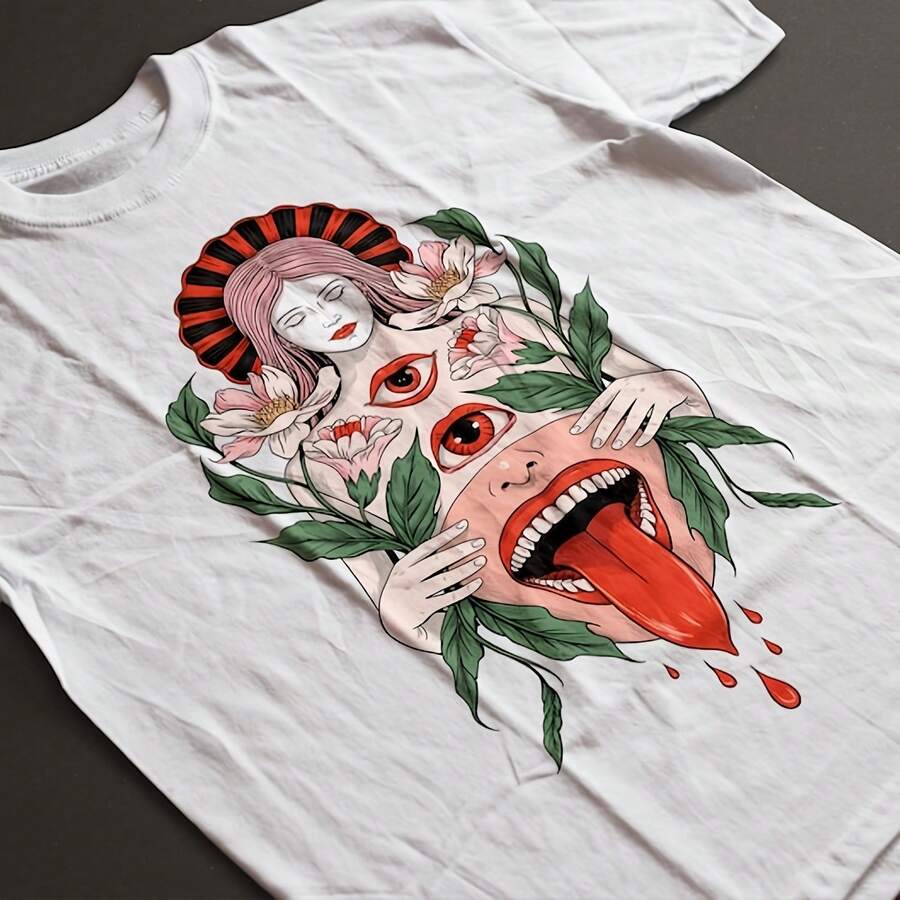 Holy Mambo Shirt Floral Witchcore ing Surreal Occult Fashion220g heavyweight 100% cotton T-shirt. Butterfly print. Unisex sizing. Round neck inspirational T-shirt. Cute and beautiful Y2K-inspired summer top, perfect for the outdoors, home, work, or street wear. Casual, loose-fitting everyday T-shirt. - Blanco - Ver 1