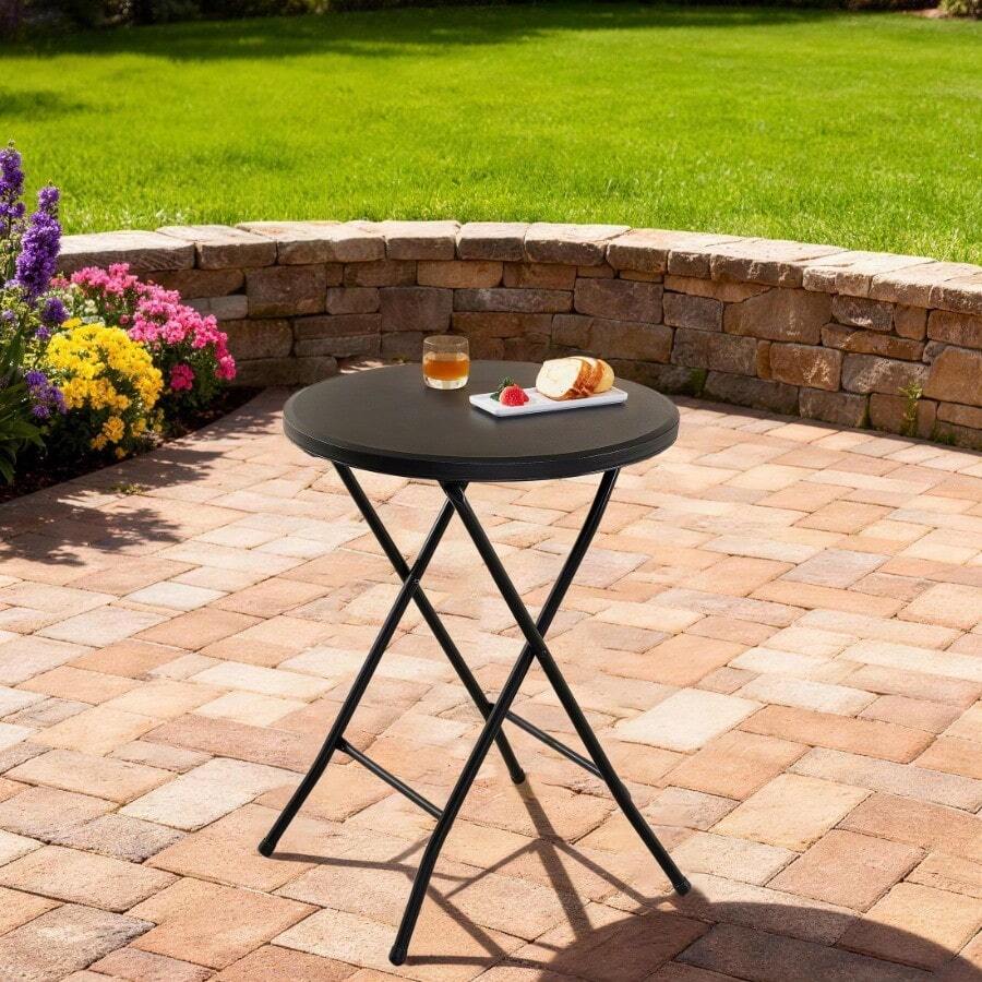 Special Offer For Festivals 24 Inch Round Folding Bisro Able, Black - 黑色 - 查看 1
