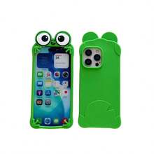 Funny Cartoon Frog Apple 17 ProMax Phone Case, Soft Silicone Protective Cover For IPhone 16 ProMax/15, 14 Anti-Drop, 13 Novelty Case - Green - View 2