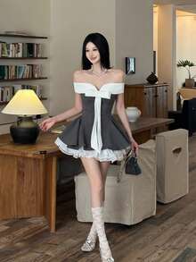 Women Short Dresses - Grey - View 3