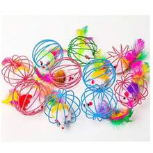 4pcs/Set Colorful Feather Plush Mouse Cat Toys, Realistic Mouse Toys For Self-Entertainment, Random Color - Multicolor - View 7