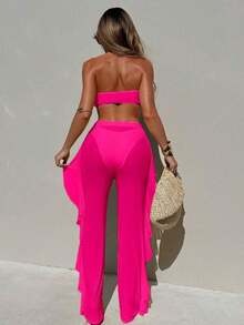 Swim Conjunto de bikini separado de 3 piezas, inalámbrico, para verano 2025 - Rosa Fucsia - Ver 3