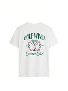 Camiseta de manga corta con estampado de insignia de golf minimalista, blanca, de nuevo diseño para verano para mujer. Camiseta casual de cuello redondo versátil para uso diarioPure Cotton Short-Sleeve Shirt - Blanco - Ver 3