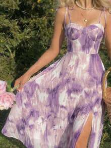 Vestido con abertura y lazo floral - Multicolor 2 - Ver 5