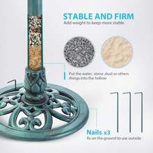 Antique Polyresin Bird Bath & Outdoor Fountain, 28 Inch Solar Powered Water Fountain, 4 Spray Patterns, Lightweight Weather Resistant Garden Stuff & Gardening Supplies, Outdoor Garden Water Feature For Patio Yard Decor - 青銅色 - 查看 3