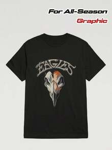 Camiseta de hombre, camiseta con temática de música rock vintage, decorada con un icónico diseño de alas.Esta camisa casual de manga corta es perfecta para conciertos y uso diario.Presenta un corte clásico, es suave y cómodo, y está diseñado para adaptarse a todos, lo que lo convierte en un excelente artículo de colección. Adecuado para fiestas y uso diario, perfecto para vacaciones y tiempo de juego. Ideal para fiestas y vacaciones en familia. - Negro - Ver 7