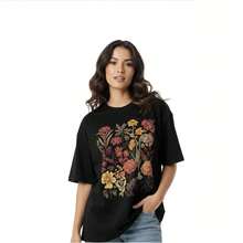 Camiseta moderna 100% algodón con estampado, corte holgado, estilo retro americano, casual de verano, nueva y versátil de manga corta. - Negro - Ver 5