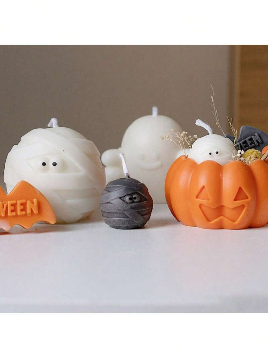 1 khuôn silicon hình dơi bị thương và bí ngô chủ đề Halloween tự làm - Dơi bí ngô bị thương - Xem 1